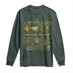 Bananas Baseball Long Sleeve Shirt Cute Trendy Banana Baseball Game Day Doodle TS10 Dark Forest Green Print Your Wear