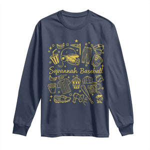 Bananas Baseball Long Sleeve Shirt Cute Trendy Banana Baseball Game Day Doodle TS10 Navy Print Your Wear