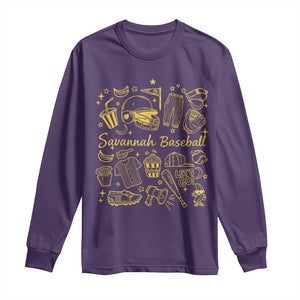 Bananas Baseball Long Sleeve Shirt Cute Trendy Banana Baseball Game Day Doodle TS10 Purple Print Your Wear