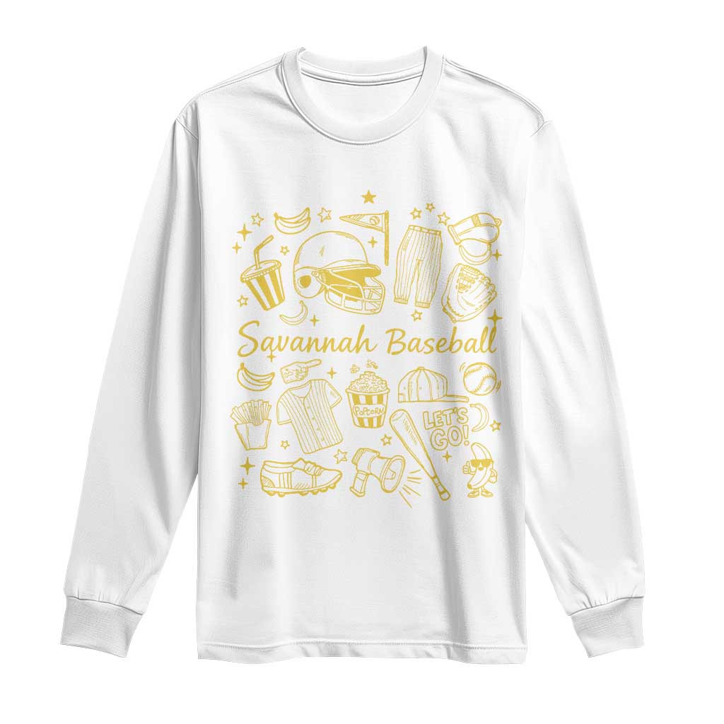 Bananas Baseball Long Sleeve Shirt Cute Trendy Banana Baseball Game Day Doodle TS10 White Print Your Wear