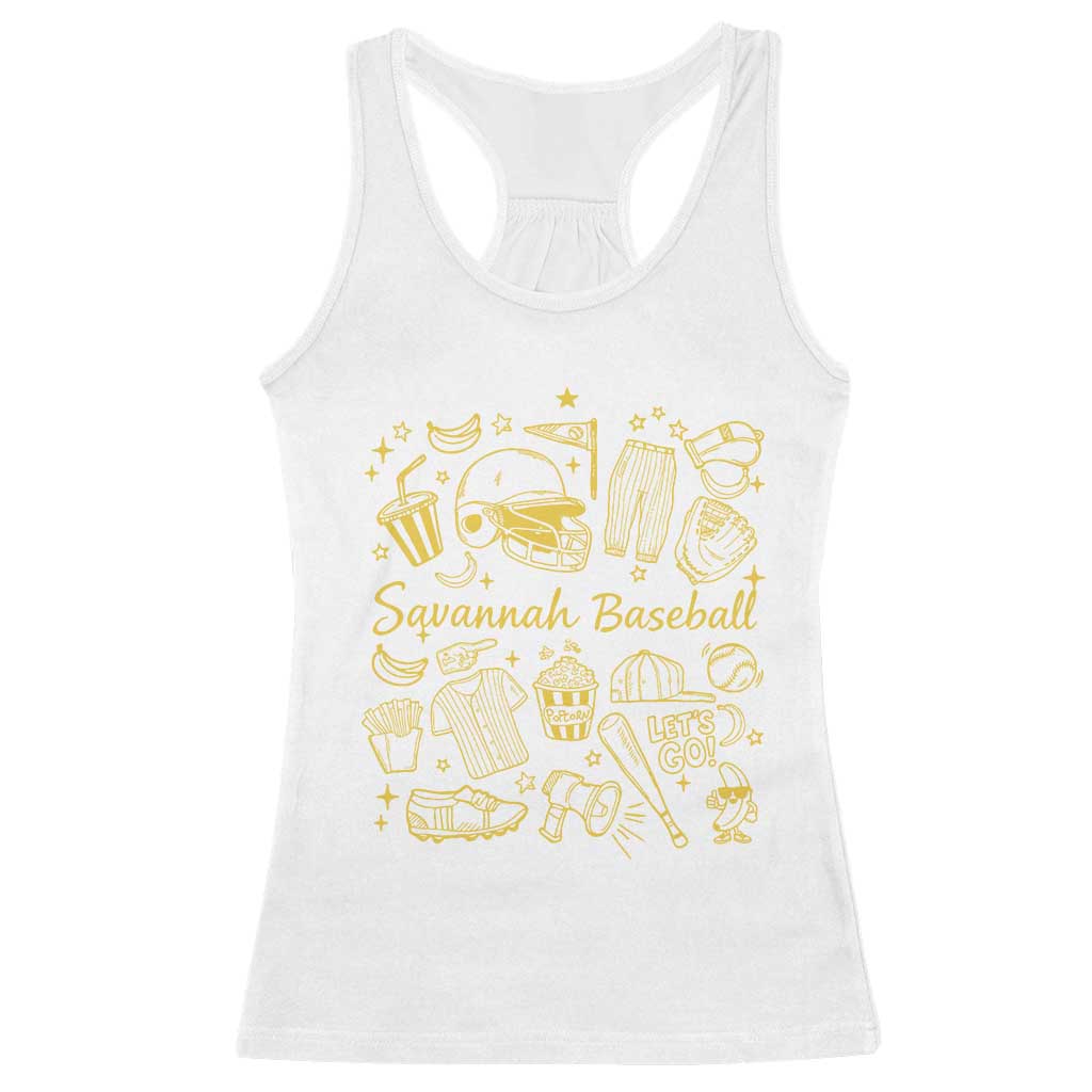Bananas Baseball Racerback Tank Top Cute Trendy Banana Baseball Game Day Doodle TS10 White Print Your Wear