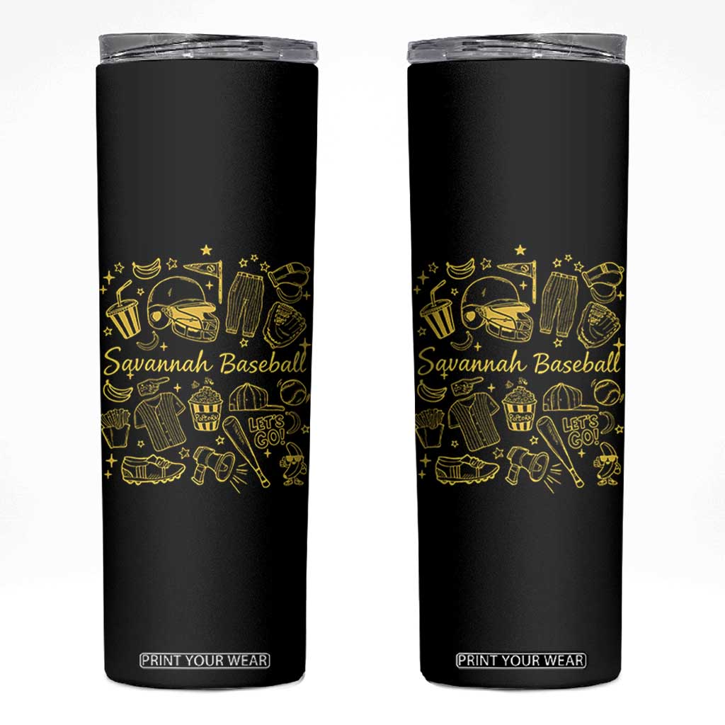 Bananas Baseball Skinny Tumbler Cute Trendy Banana Baseball Game Day Doodle TS10 Black Print Your Wear