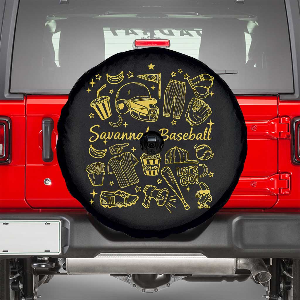 Bananas Baseball Spare Tire Cover Cute Trendy Banana Baseball Game Day Doodle TS10 Black Print Your Wear