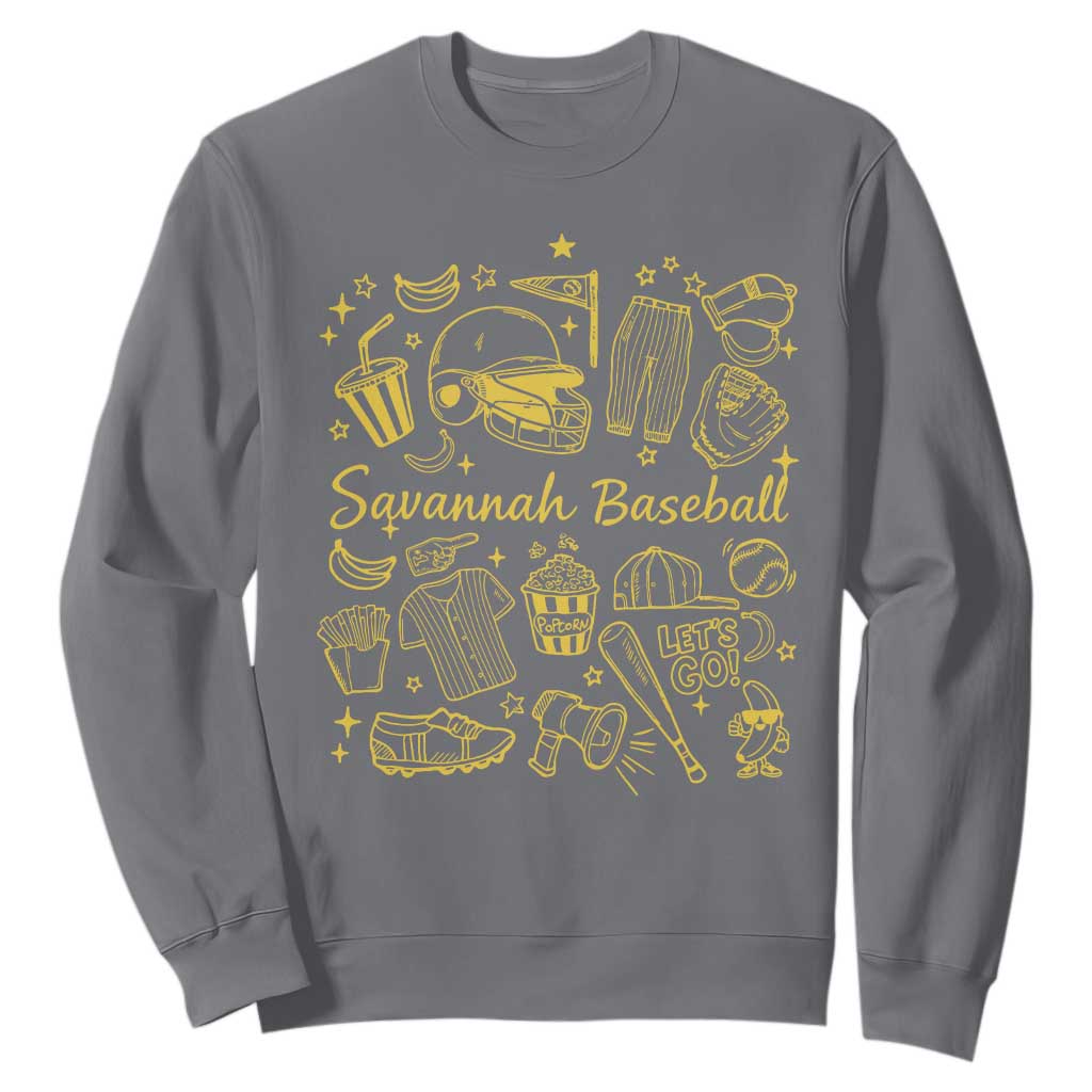 Bananas Baseball Sweatshirt Cute Trendy Banana Baseball Game Day Doodle TS10 Charcoal Print Your Wear