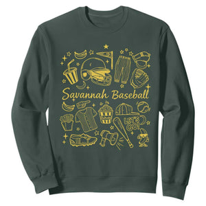 Bananas Baseball Sweatshirt Cute Trendy Banana Baseball Game Day Doodle TS10 Dark Forest Green Print Your Wear