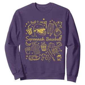 Bananas Baseball Sweatshirt Cute Trendy Banana Baseball Game Day Doodle TS10 Purple Print Your Wear