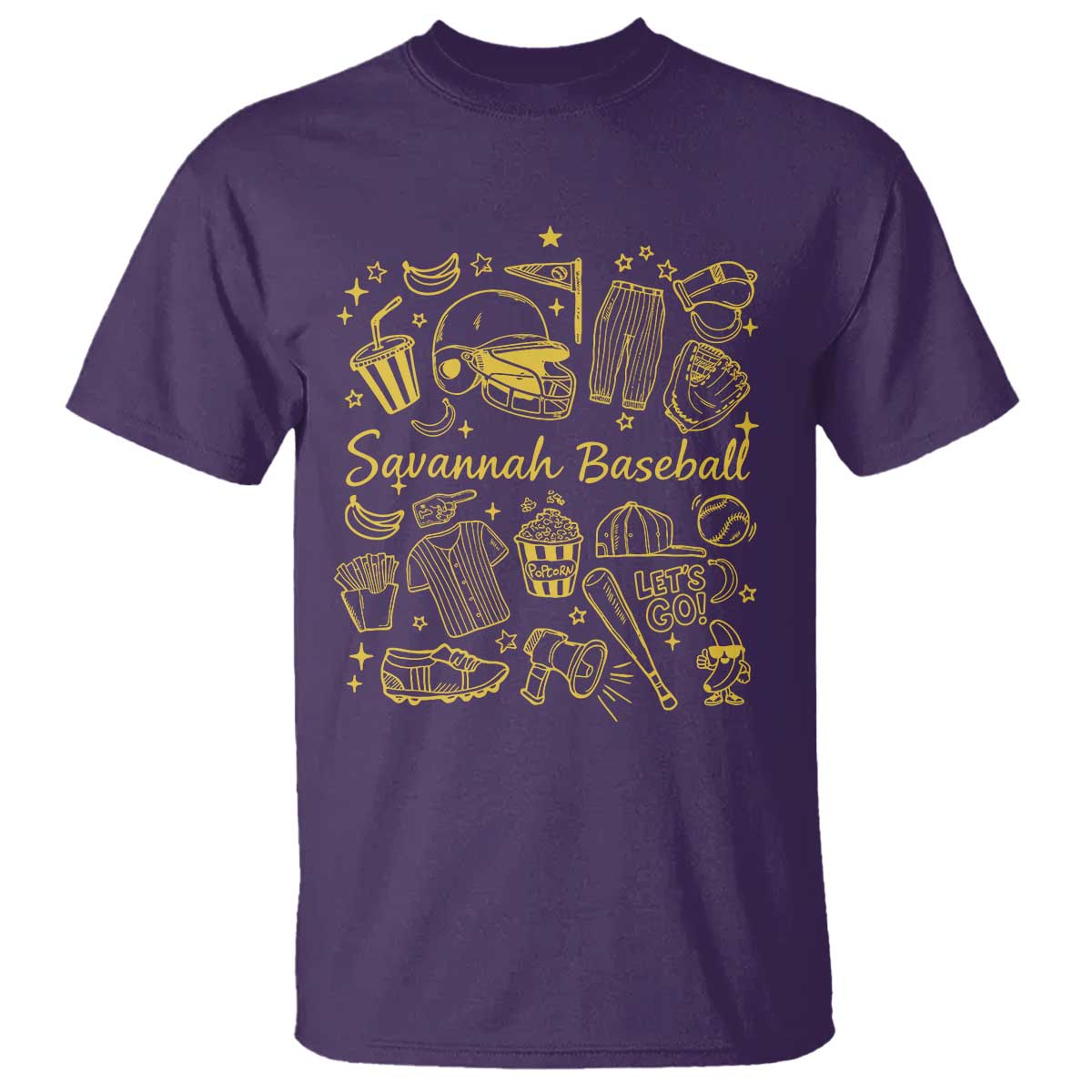 Bananas Baseball T Shirt Cute Trendy Banana Baseball Game Day Doodle TS10 Purple Print Your Wear