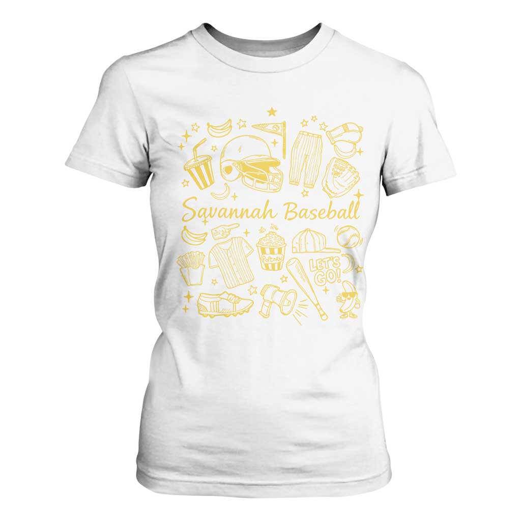 Bananas Baseball T Shirt For Women Cute Trendy Banana Baseball Game Day Doodle TS10 White Print Your Wear