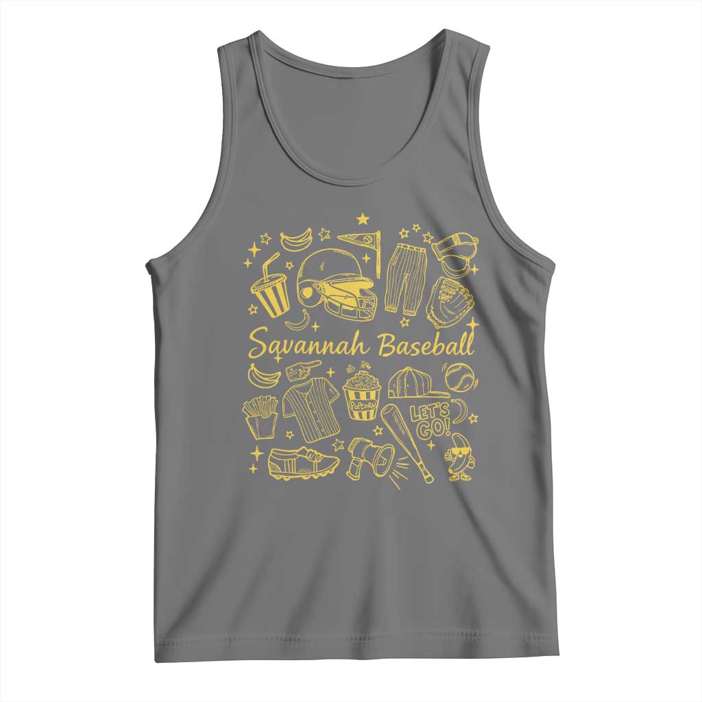 Bananas Baseball Tank Top Cute Trendy Banana Baseball Game Day Doodle TS10 Black Heather Print Your Wear
