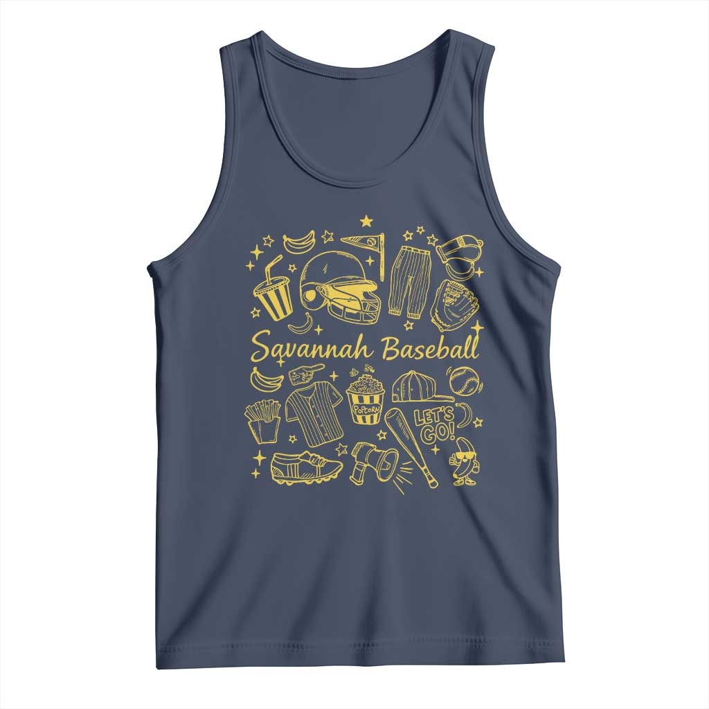 Bananas Baseball Tank Top Cute Trendy Banana Baseball Game Day Doodle TS10 Navy Print Your Wear