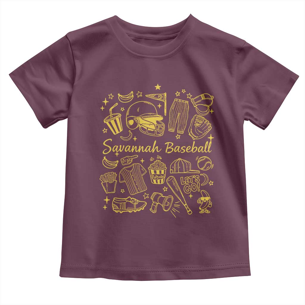Bananas Baseball Toddler T Shirt Cute Trendy Banana Baseball Game Day Doodle TS10 Maroon Print Your Wear