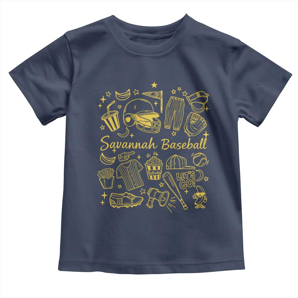 Bananas Baseball Toddler T Shirt Cute Trendy Banana Baseball Game Day Doodle TS10 Navy Print Your Wear