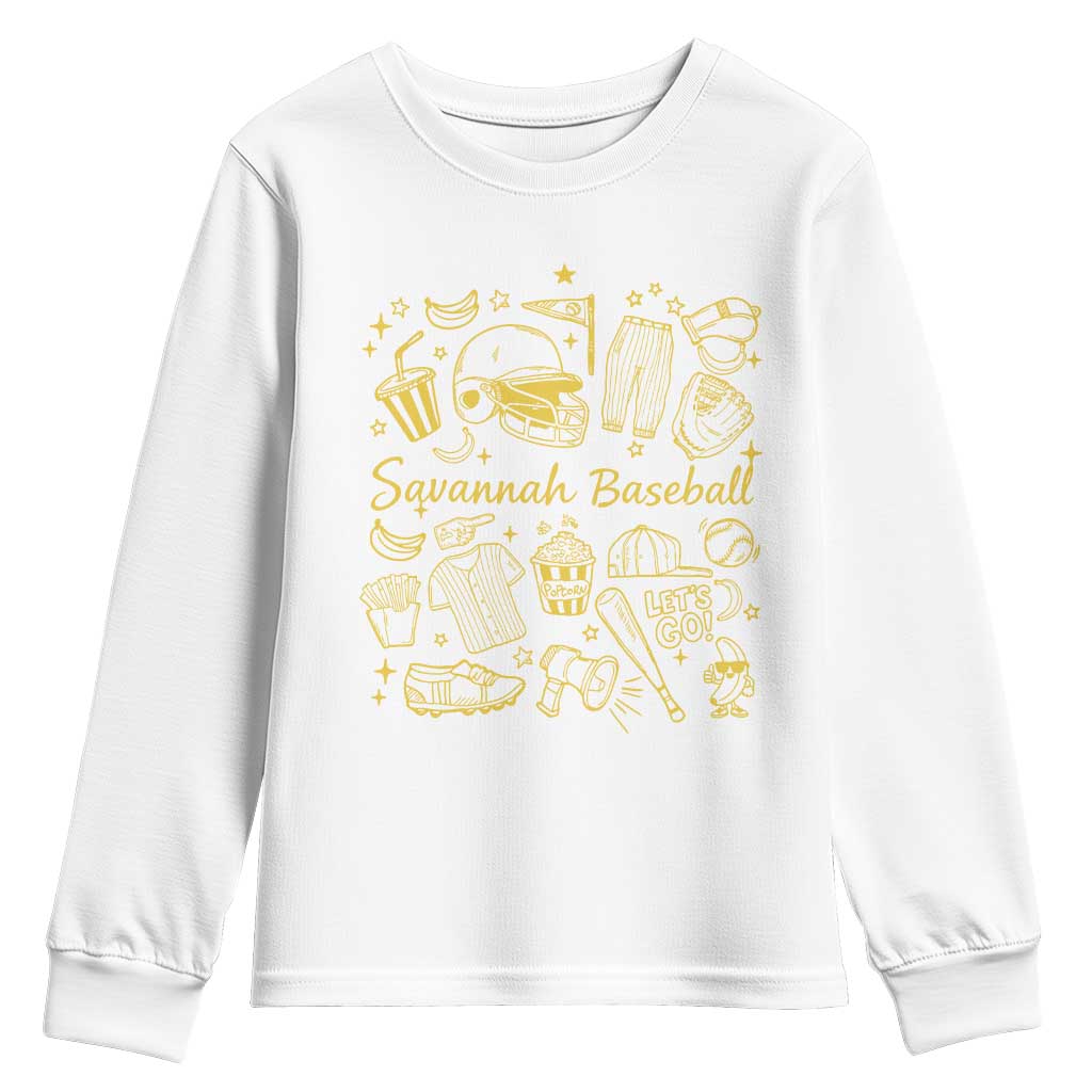Bananas Baseball Youth Sweatshirt Cute Trendy Banana Baseball Game Day Doodle TS10 White Print Your Wear