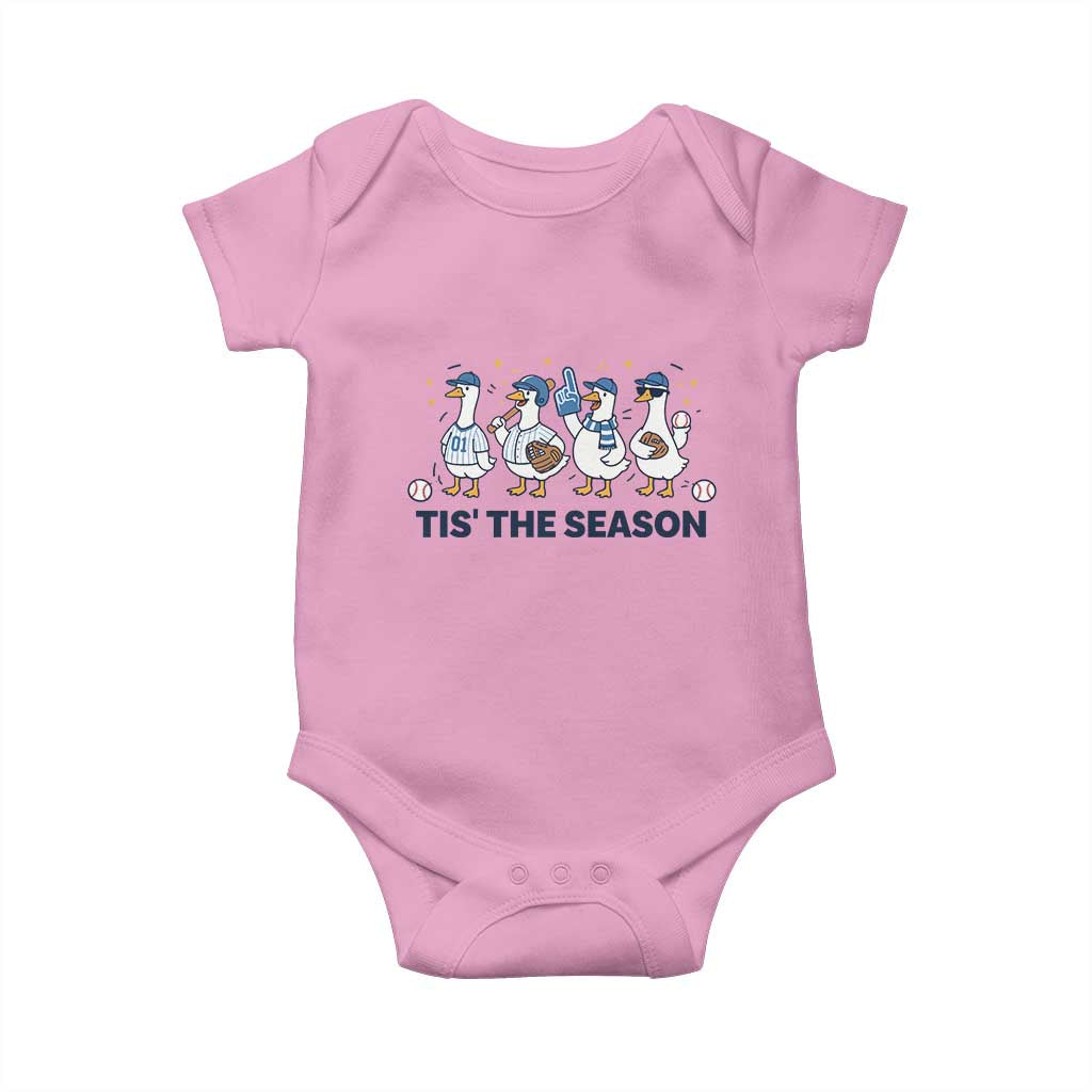 Baseball Silly Goose Baby Onesie Funny Tis The Season Baseball Mom TS10 Light Pink Print Your Wear