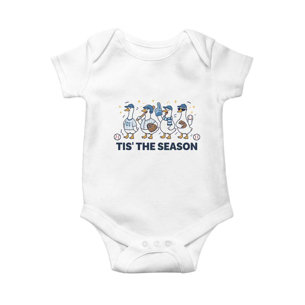 Baseball Silly Goose Baby Onesie Funny Tis The Season Baseball Mom TS10 White Print Your Wear