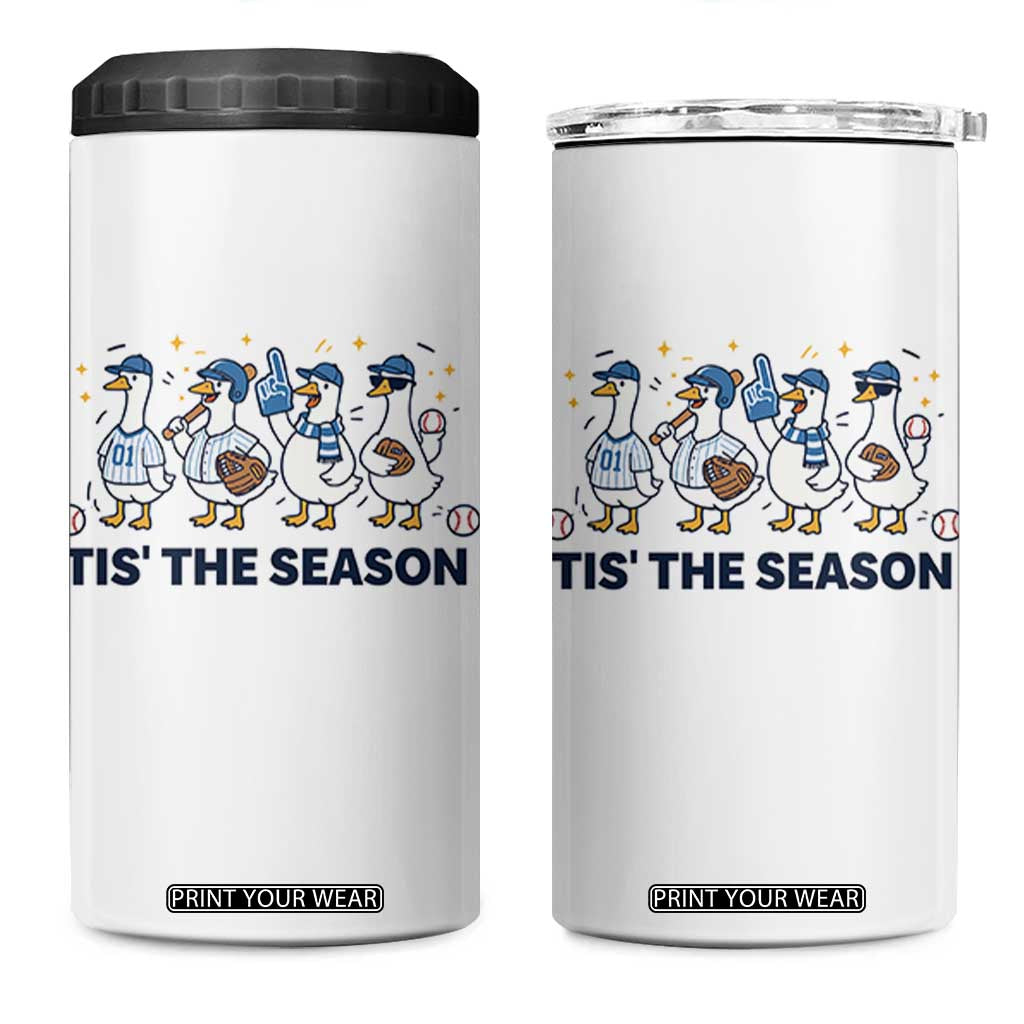 Baseball Silly Goose 4 in 1 Can Cooler Tumbler Funny Tis The Season Baseball Mom TS10 One Size: 16 oz White Print Your Wear