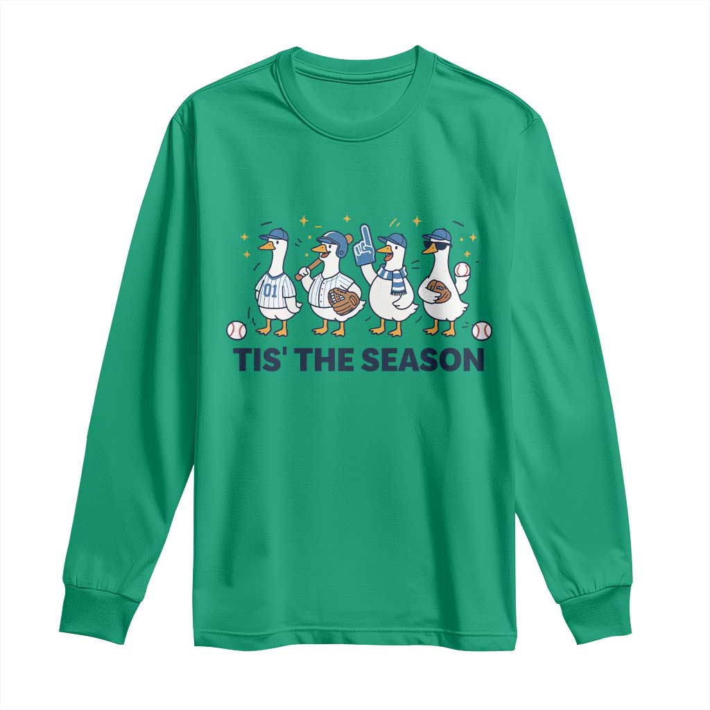 Baseball Silly Goose Long Sleeve Shirt Funny Tis The Season Baseball Mom TS10 Irish Green Print Your Wear