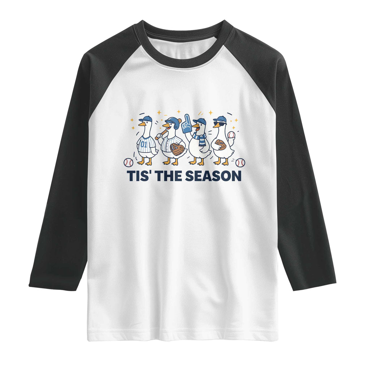 Baseball Silly Goose Raglan Shirt Funny Tis The Season Baseball Mom TS10 White Black Print Your Wear