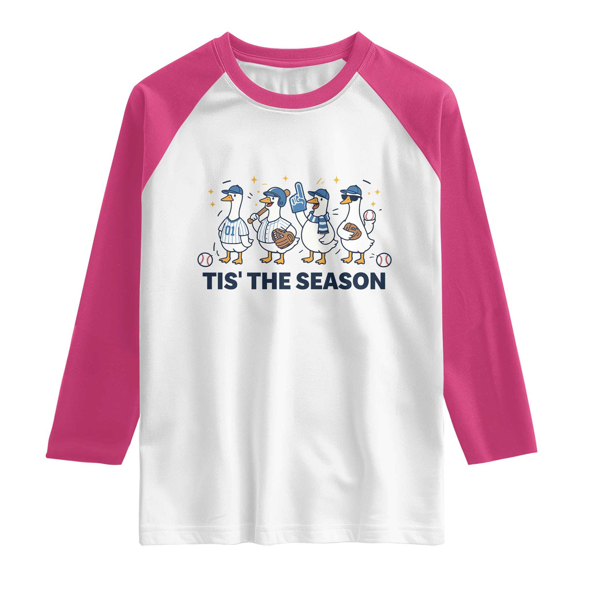 Baseball Silly Goose Raglan Shirt Funny Tis The Season Baseball Mom TS10 White Heliconia Print Your Wear