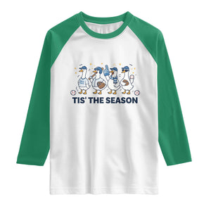 Baseball Silly Goose Raglan Shirt Funny Tis The Season Baseball Mom TS10 White Kelly Green Print Your Wear
