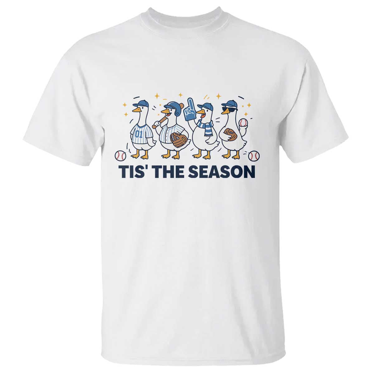 Baseball Silly Goose T Shirt Funny Tis The Season Baseball Mom TS10 White Print Your Wear