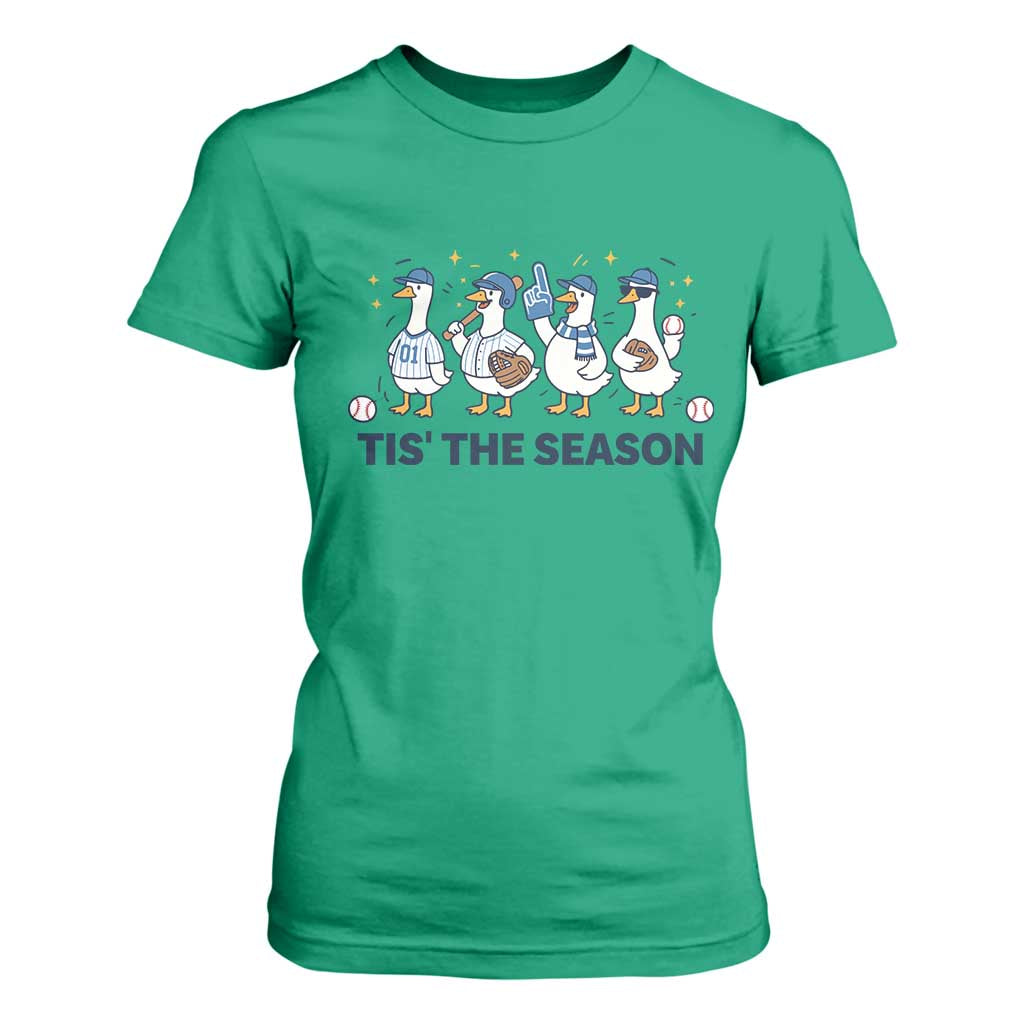Baseball Silly Goose T Shirt For Women Funny Tis The Season Baseball Mom TS10 Irish Green Print Your Wear