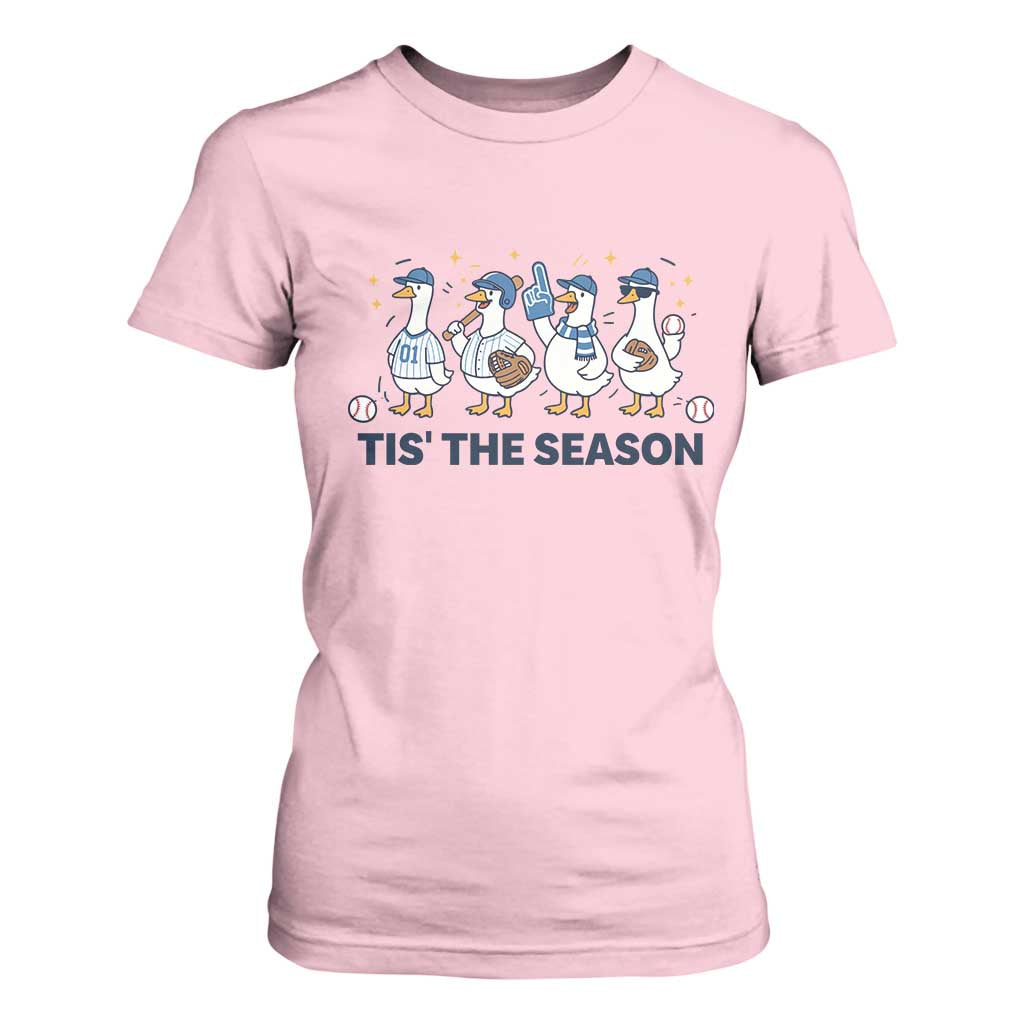 Baseball Silly Goose T Shirt For Women Funny Tis The Season Baseball Mom TS10 Light Pink Print Your Wear