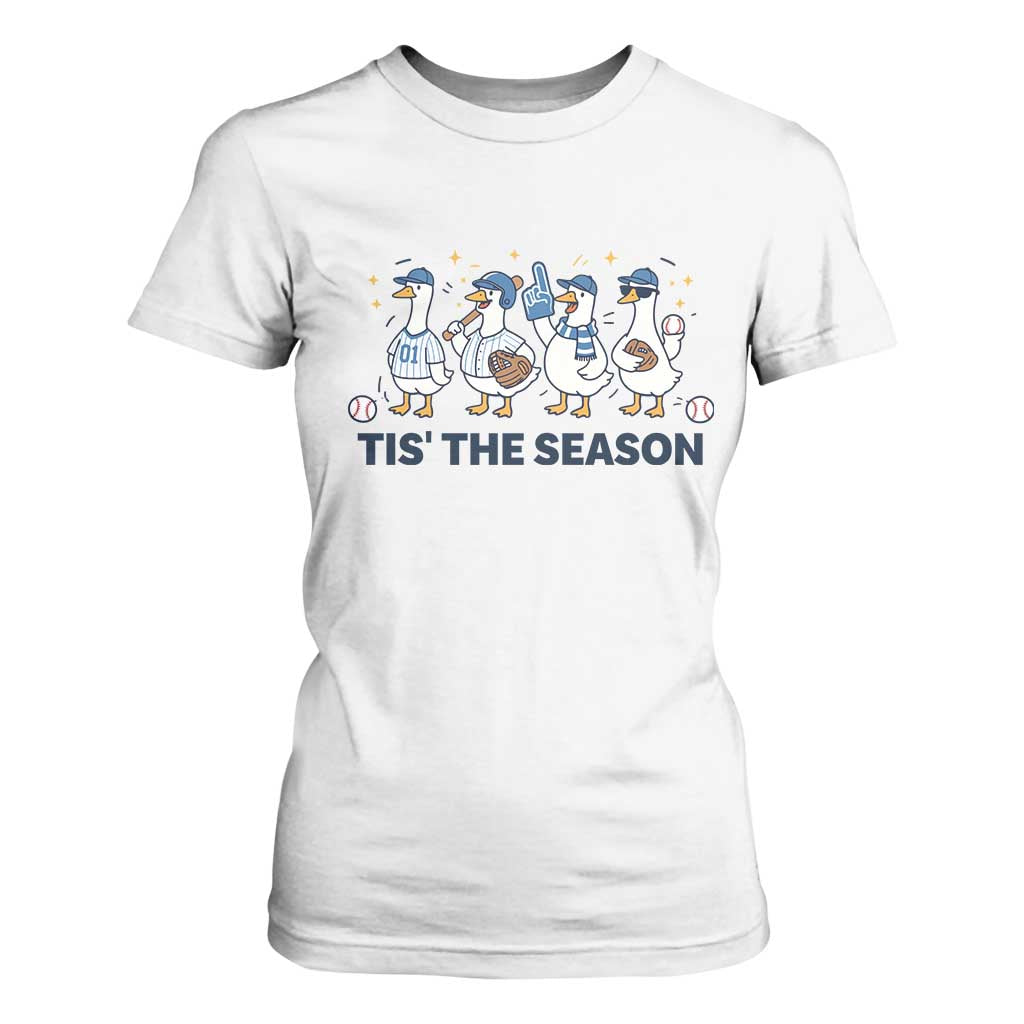 Baseball Silly Goose T Shirt For Women Funny Tis The Season Baseball Mom TS10 White Print Your Wear