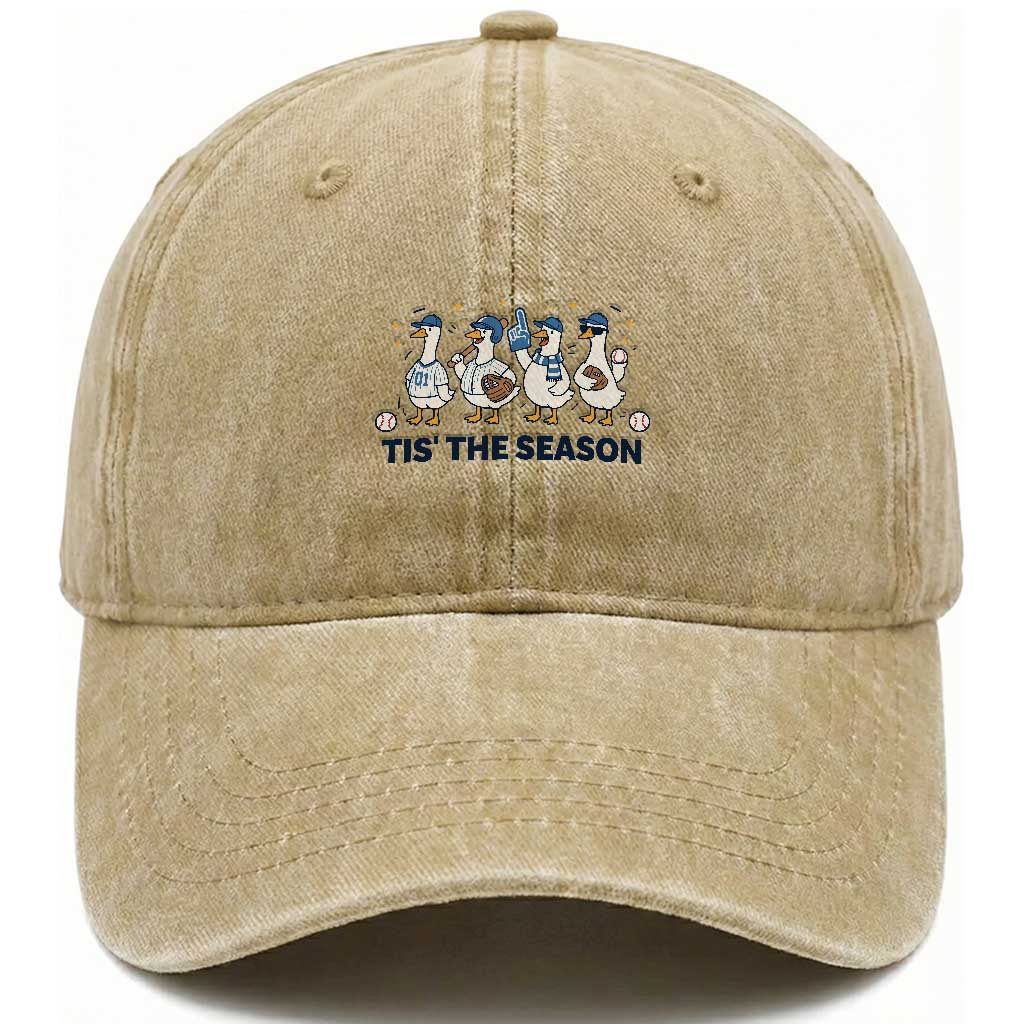 Baseball Silly Goose Washed Cotton Baseball Cap Funny Tis The Season Baseball Mom TS10 Washed Cap Universal Fit Khaki Print Your Wear