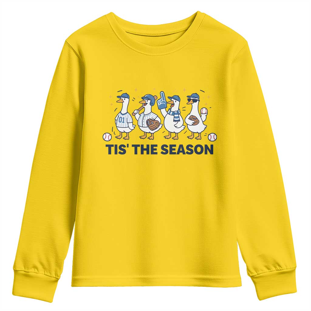 Baseball Silly Goose Youth Sweatshirt Funny Tis The Season Baseball Mom TS10 Daisy Print Your Wear