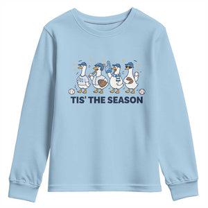 Baseball Silly Goose Youth Sweatshirt Funny Tis The Season Baseball Mom TS10 Light Blue Print Your Wear