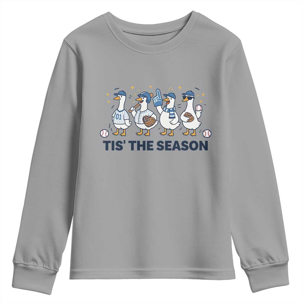 Baseball Silly Goose Youth Sweatshirt Funny Tis The Season Baseball Mom TS10 Sport Gray Print Your Wear