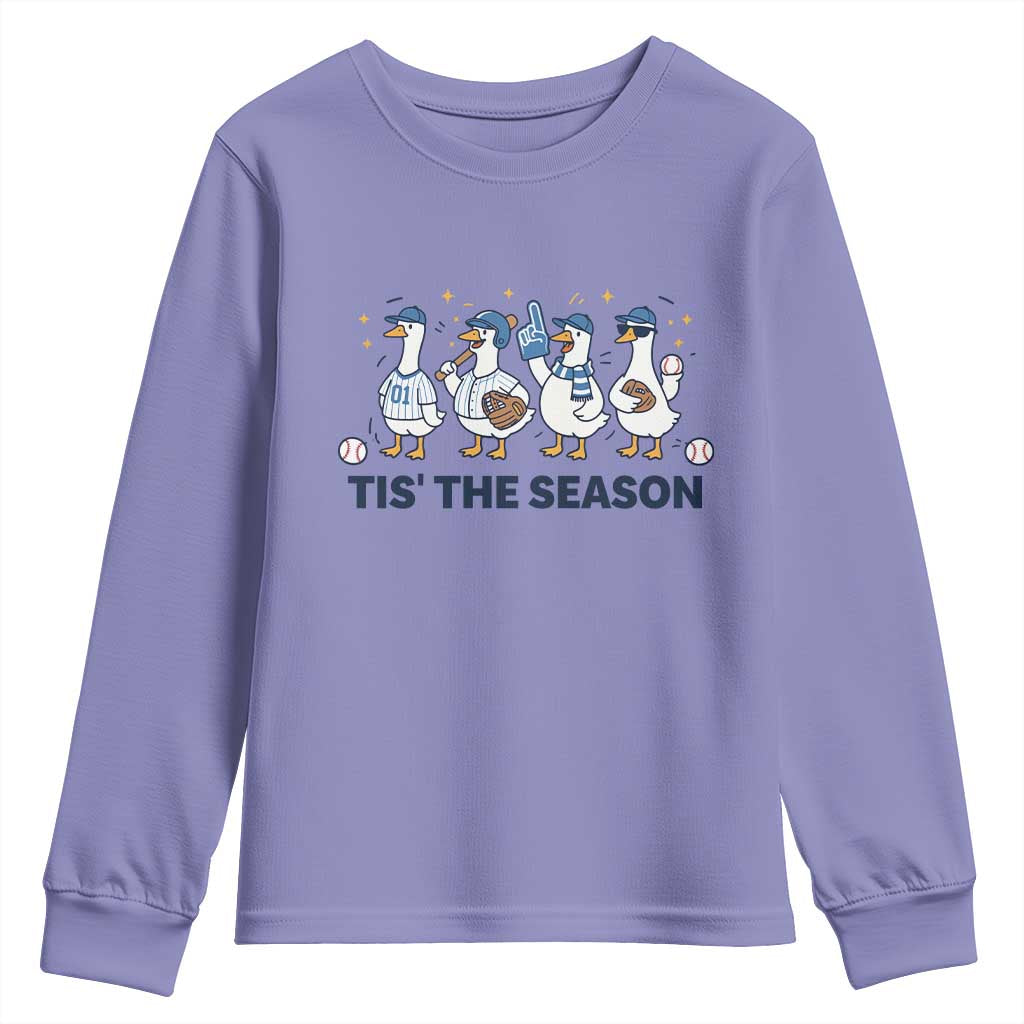 Baseball Silly Goose Youth Sweatshirt Funny Tis The Season Baseball Mom TS10 Violet Print Your Wear