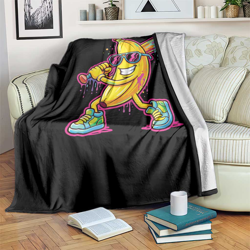Banana Baseball Drip Throw Blanket Funny Baseball Drip Ice Cream Kids Youth Boys TS10 Print Your Wear