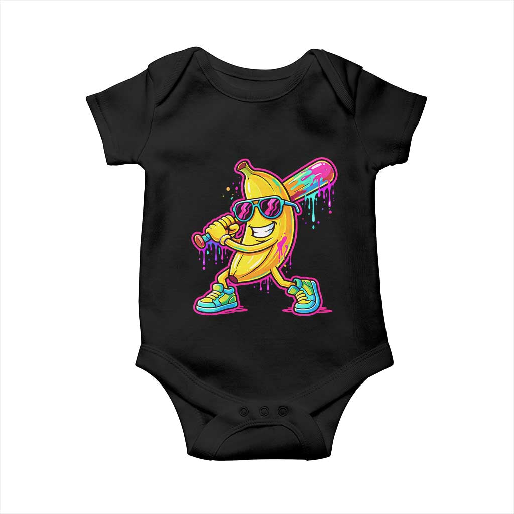 Banana Baseball Drip Baby Onesie Funny Baseball Drip Ice Cream Kids Youth Boys TS10 Black Print Your Wear