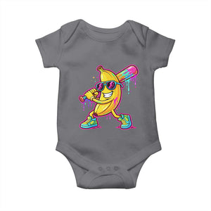 Banana Baseball Drip Baby Onesie Funny Baseball Drip Ice Cream Kids Youth Boys TS10 Charcoal Print Your Wear