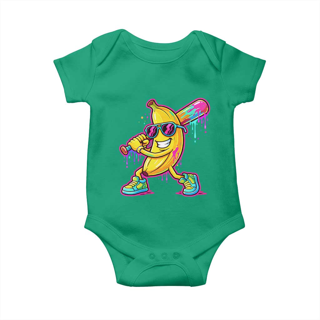 Banana Baseball Drip Baby Onesie Funny Baseball Drip Ice Cream Kids Youth Boys TS10 Irish Green Print Your Wear