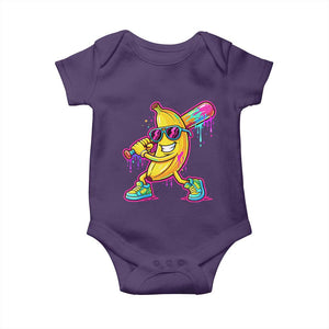Banana Baseball Drip Baby Onesie Funny Baseball Drip Ice Cream Kids Youth Boys TS10 Purple Print Your Wear