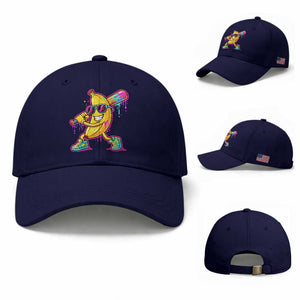 Banana Baseball Drip Baseball Cap Funny Baseball Drip Ice Cream Kids Youth Boys TS10 Baseball Cap Universal Fit Navy Print Your Wear