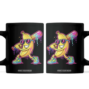 Banana Baseball Drip Coffee Mug Funny Baseball Drip Ice Cream Kids Youth Boys TS10 Black Print Your Wear