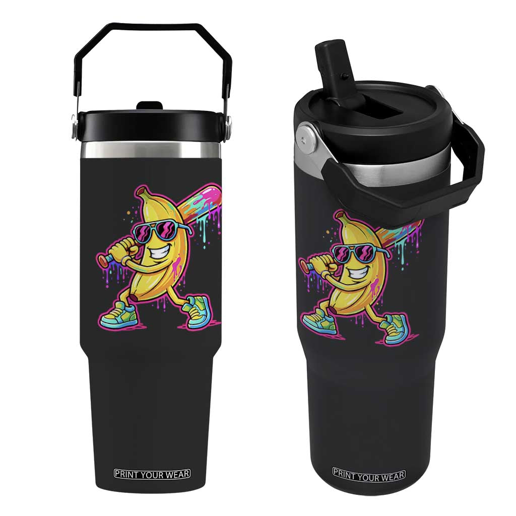 Banana Baseball Drip Flip Straw Tumbler Funny Baseball Drip Ice Cream Kids Youth Boys TS10 One Size: 30 oz Black Print Your Wear