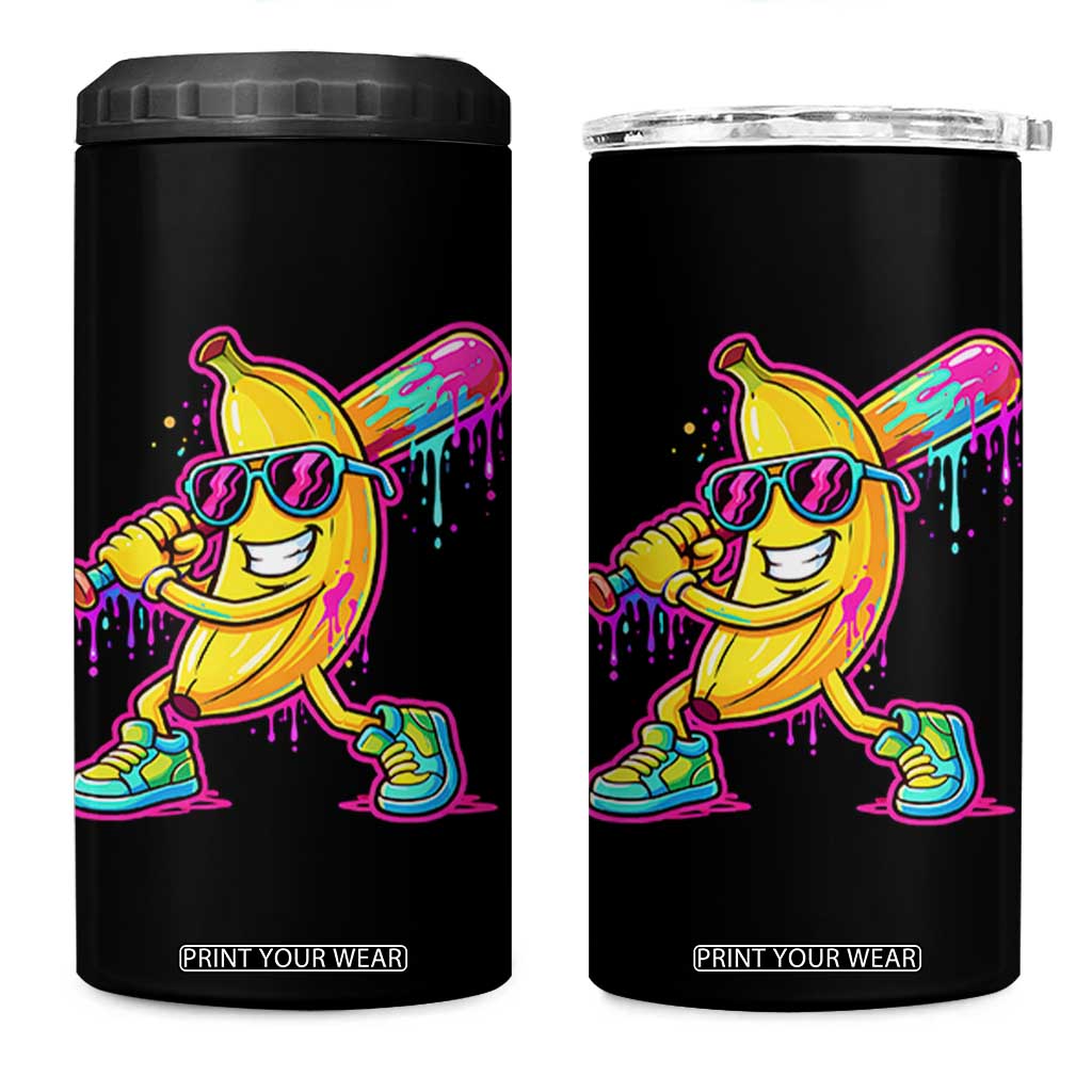 Banana Baseball Drip 4 in 1 Can Cooler Tumbler Funny Baseball Drip Ice Cream Kids Youth Boys TS10 One Size: 16 oz Black Print Your Wear