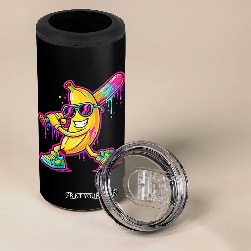 Banana Baseball Drip 4 in 1 Can Cooler Tumbler Funny Baseball Drip Ice Cream Kids Youth Boys TS10 Print Your Wear