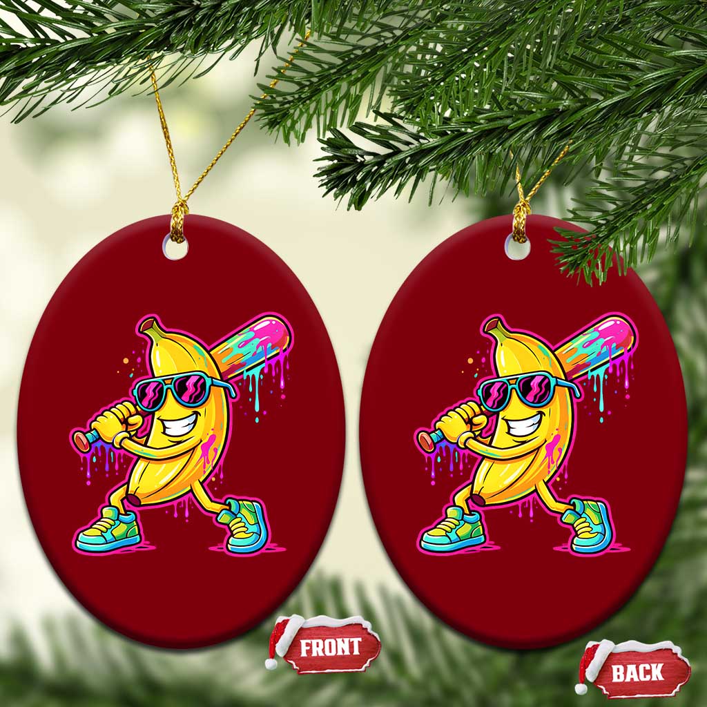 Banana Baseball Drip Ceramic Ornament Funny Baseball Drip Ice Cream Kids Youth Boys TS10 Print Your Wear