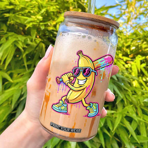 Banana Baseball Drip Glass Can Funny Baseball Drip Ice Cream Kids Youth Boys TS10 Black Print Your Wear