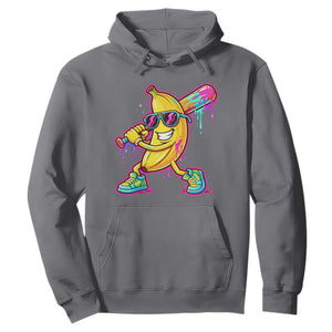 Banana Baseball Drip Hoodie Funny Baseball Drip Ice Cream Kids Youth Boys TS10 Charcoal Print Your Wear