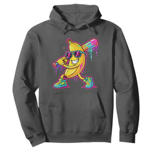 Banana Baseball Drip Hoodie Funny Baseball Drip Ice Cream Kids Youth Boys TS10 Dark Heather Print Your Wear