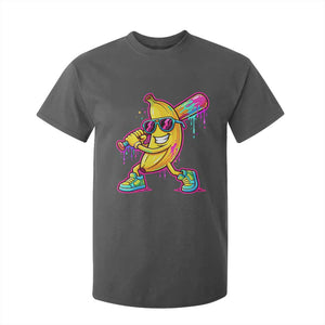 Banana Baseball Drip T Shirt For Kid Funny Baseball Drip Ice Cream Kids Youth Boys TS10 Dark Heather Print Your Wear