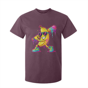 Banana Baseball Drip T Shirt For Kid Funny Baseball Drip Ice Cream Kids Youth Boys TS10 Maroon Print Your Wear