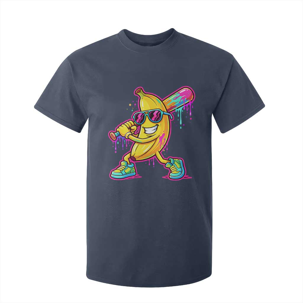 Banana Baseball Drip T Shirt For Kid Funny Baseball Drip Ice Cream Kids Youth Boys TS10 Navy Print Your Wear